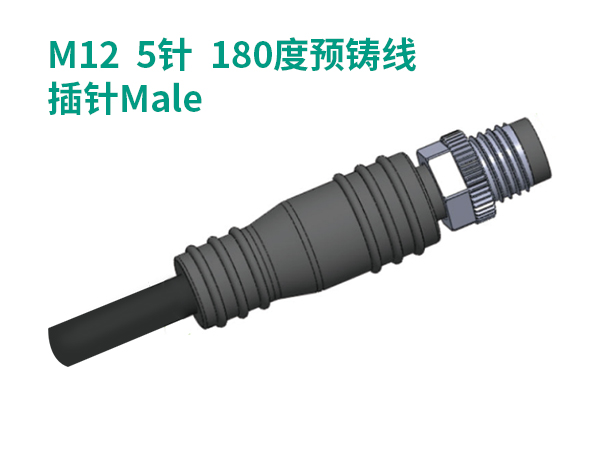 M12  5針  180度預(yù)鑄線