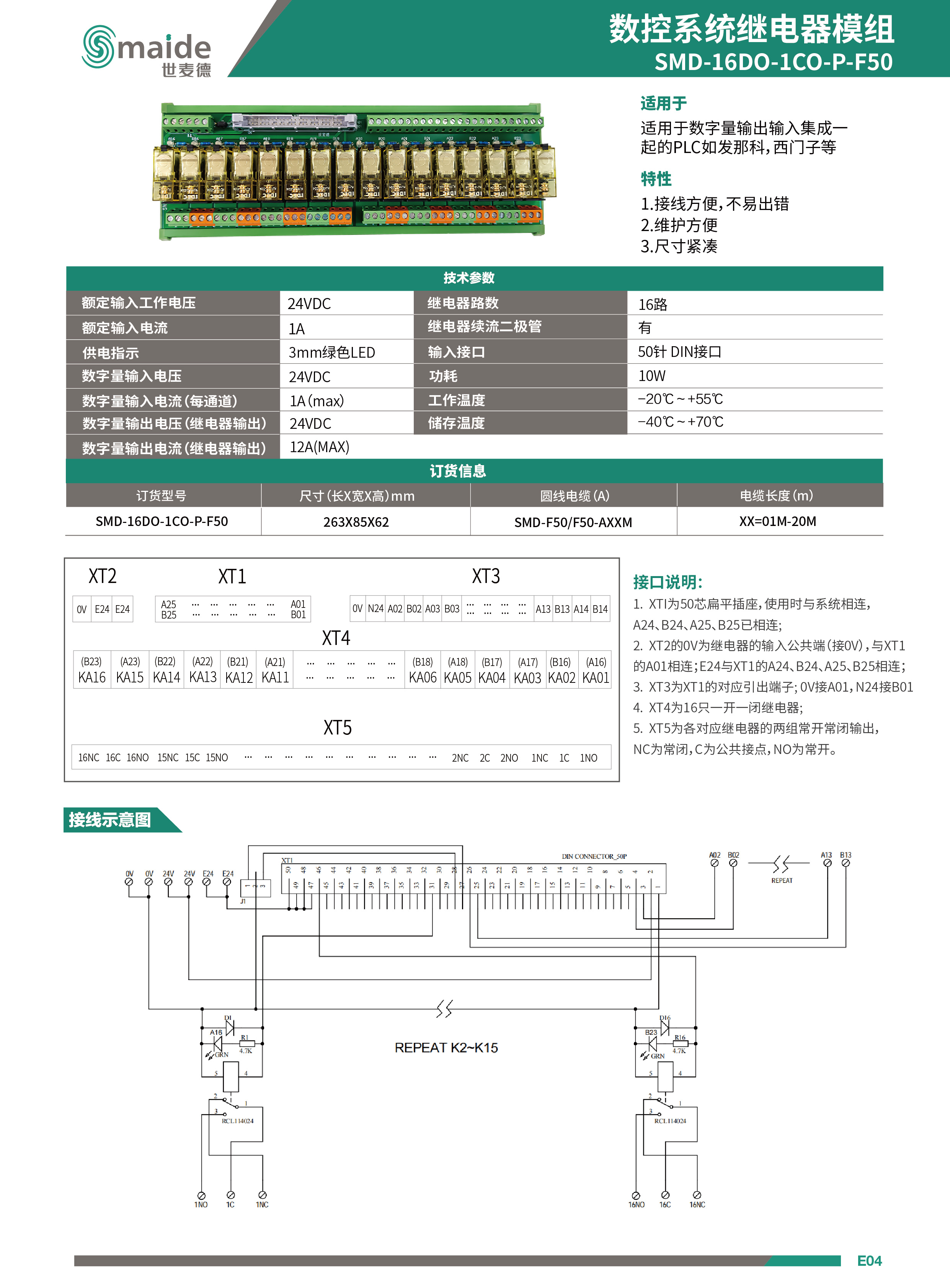 數(shù)控系統(tǒng)繼電器模組 SMD-16DO-1CO-P-F50