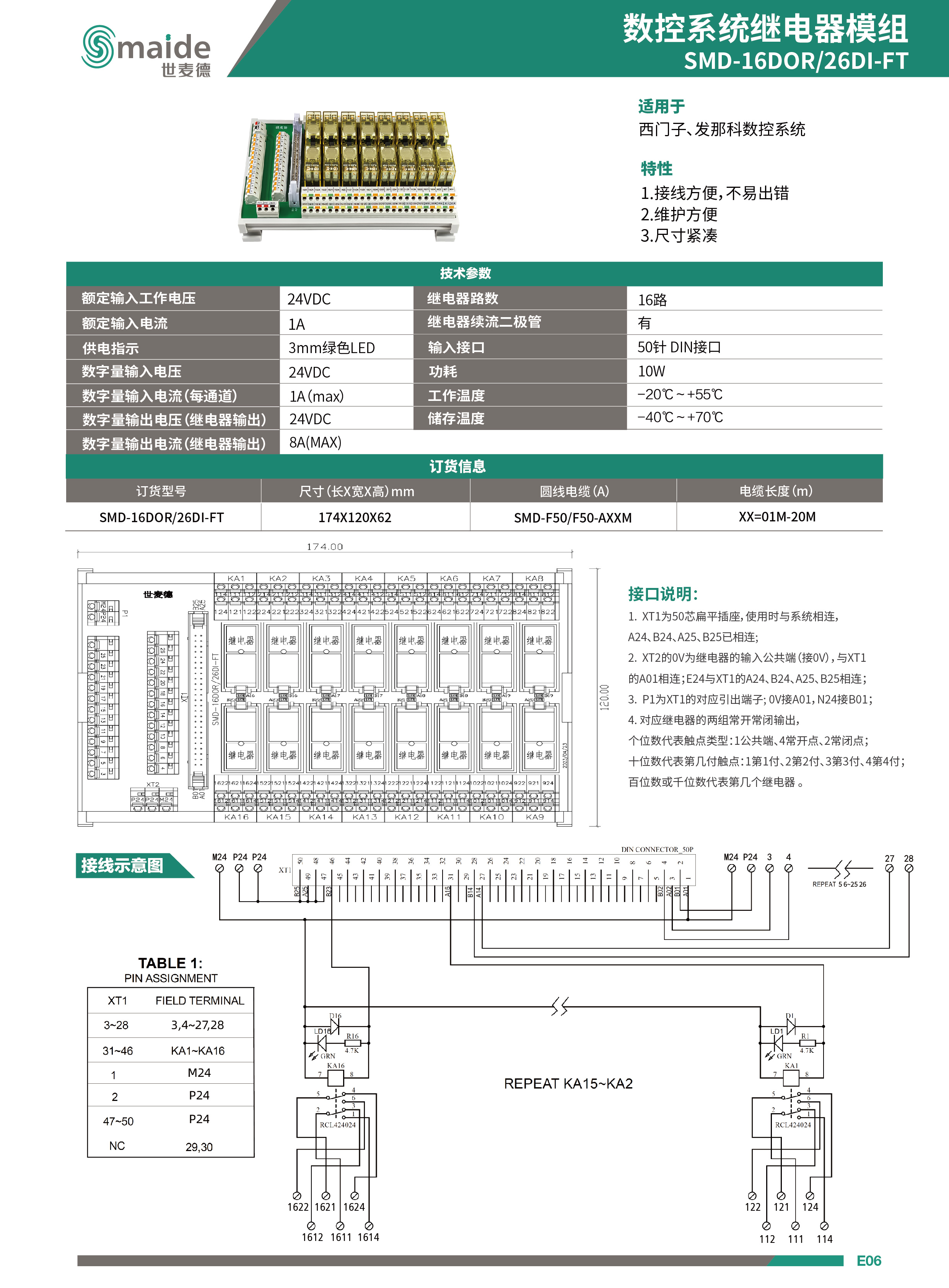 數(shù)控系統(tǒng)繼電器模組 SMD-16DOR/26DI-FT