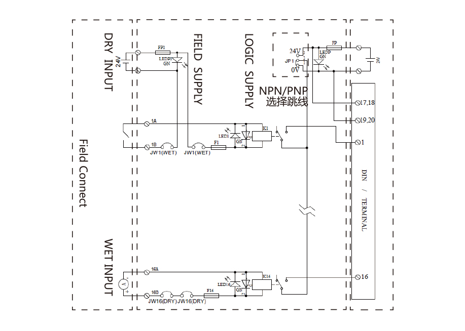 16通道繼電器隔離輸入SMD-16DI-R-SP