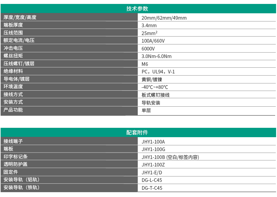 JHY1系列板式螺釘接線端子 JHY1-100A