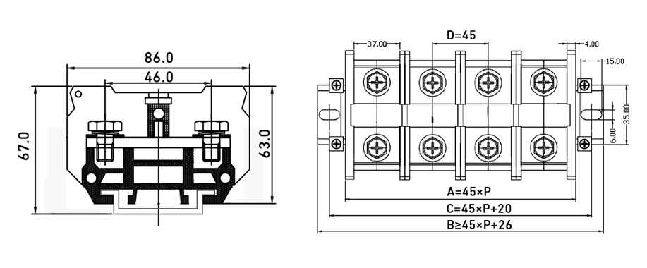 TR系列板式螺釘接線端子 TR-300A