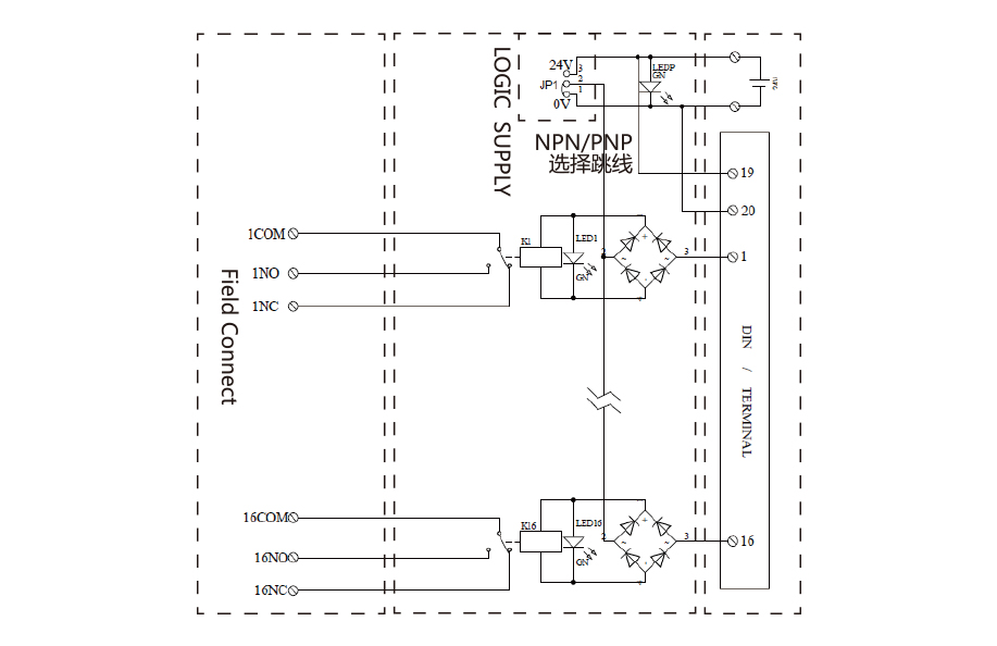 8路超薄1開1閉繼電器輸出模組 SMD-SR08DO NP 1CO DC24V